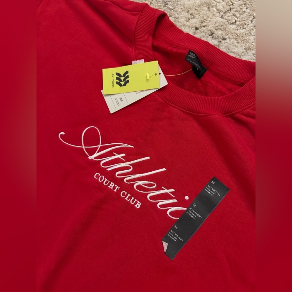 All in Motion cozy crewneck pullover sweatshirt in red size M NWT - Picture 2 of 3